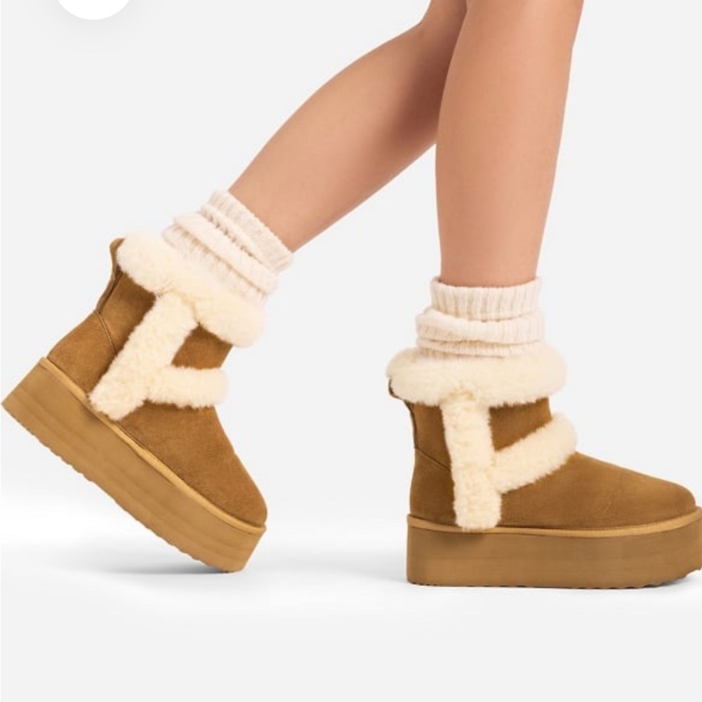 Memory Foam Ankle Boots Fuzzie Color Chestnut